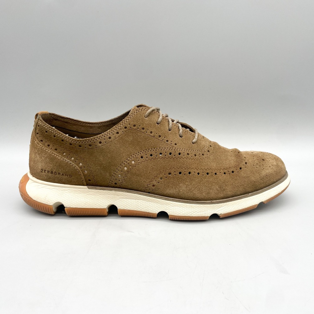 Cole Haan Mens 11.5 M Zerogrand Wingtip Oxford Shoes Brown Suede Brogue Casual
